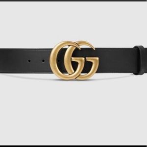 Gucci leather belt with double G buckle